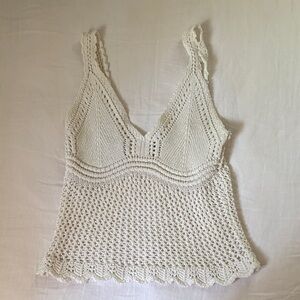 Zara Cream Crochet Knit Top